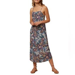 O’Neill Lexie blue geo floral print open back midi dress Sz S